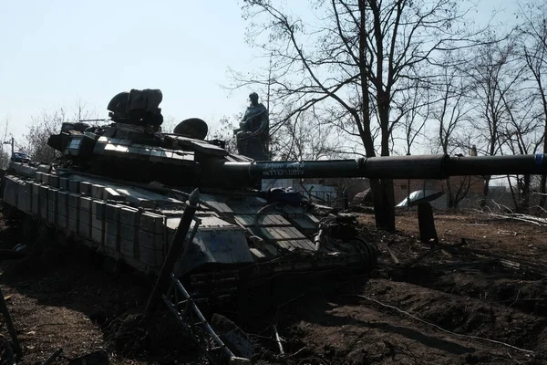 Lukyanivka Ucraina Marzo 2022 Veicolo Militare Russo Distrutto — Foto Stock