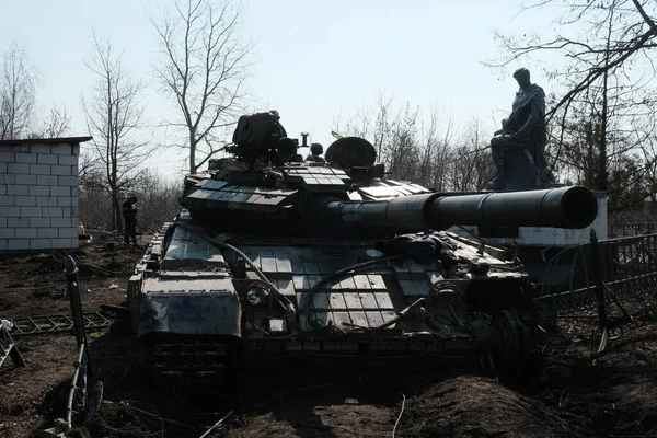 Lukyanivka Oekraïne Maart 2022 Vernield Russisch Militair Voertuig — Stockfoto