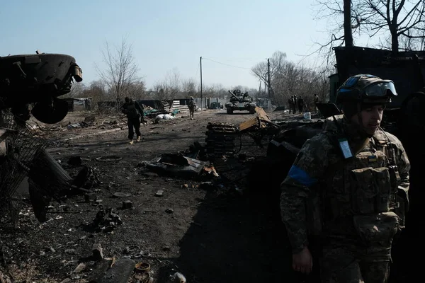 Lukyanivka Ukraine Mars 2022 Combattants Ukrainiens Défense Territoriale — Photo