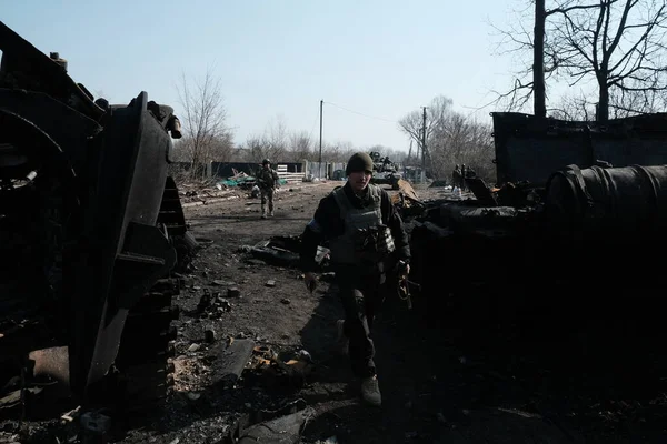 Lukyanivka Ukraine March 2022 Ukrainian Territorial Defence Fighters — Stock Photo, Image