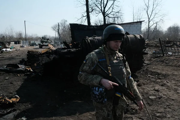 Lukyanivka Ukrayna Mart 2022 Ukrayna Toprak Savunma Savaşçıları — Stok fotoğraf