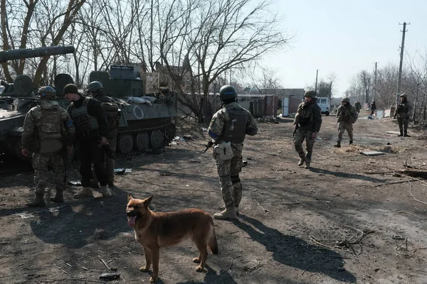 Lukyanivka Ukraine March 2022 Ukrainian Territorial Defence Fighters — Stock Photo, Image