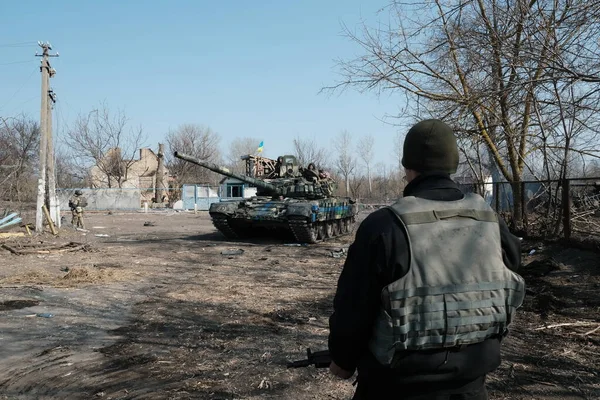 Lukyanivka Ukraine March 2022 Ukrainian Territorial Defence Fighters — Stock Photo, Image