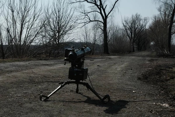 Lukyanivka Ukraine March 2022 Mine Thrower Road — стоковое фото