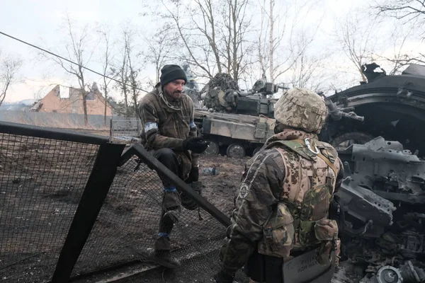 Lukyanivka Ukraine March 2022 Ukrainian Territorial Defence Fighters — Foto Stock