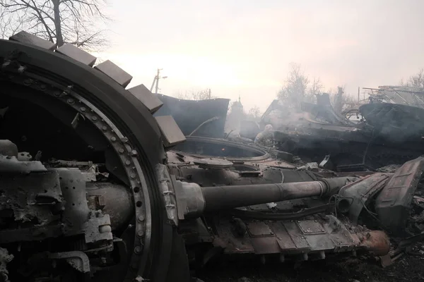 Lukjanivka Ukrajna 2022 Március Megsemmisült Orosz Katonai Jármű — ingyenes stock fotók
