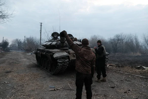 Lukyanivka Ukraine March 2022 Ukrainian Territorial Defence Fighters — Stock Photo, Image