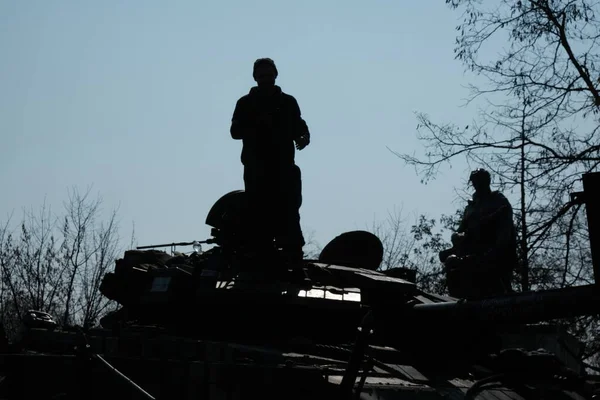 Lukyanivka Oekraïne Maart 2022 Oekraïense Soldaten Tank — Stockfoto