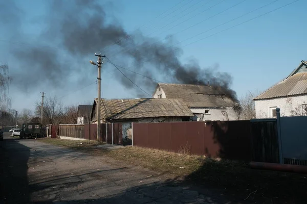 Lukyanivka Ουκρανία Μαρτίου 2022 Απελευθερωμένη Μετά Ρωσική Κατοχή Χωριό Εικόνα Αρχείου