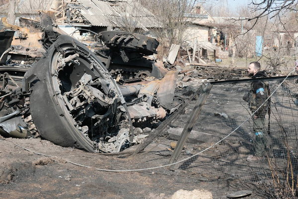 Lukyanivka Ukraine March 2022 Destroyed Russian Military Vehicle — Stock Photo, Image