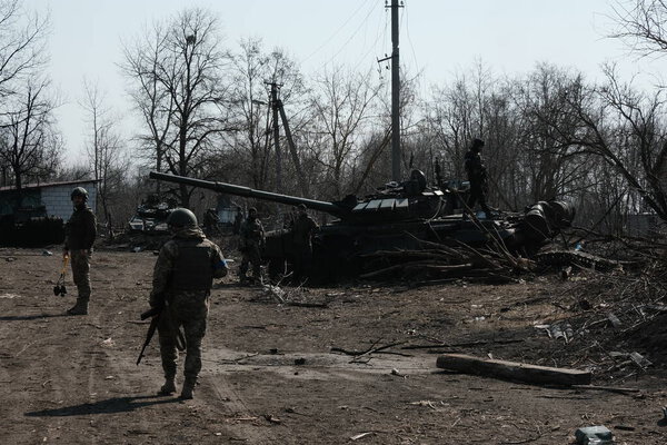 Lukyanivka Ukraine March 2022 Destroyed Russian Military Vehicle — Stock Photo, Image