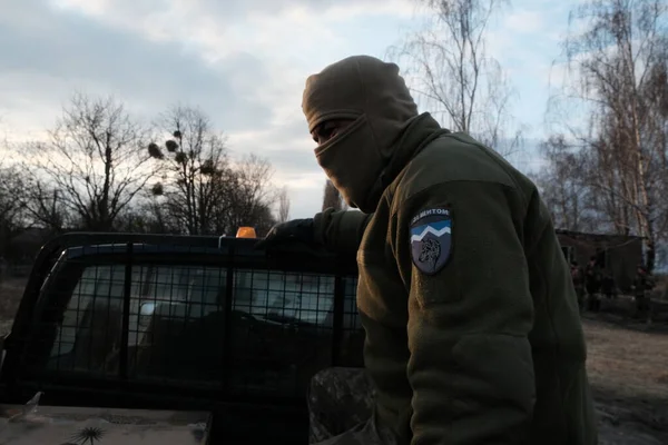Lukyanivka Oekraïne Maart 2022 Oekraïense Territoriale Defensievechter — Stockfoto