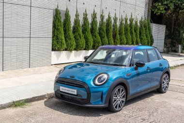 Hong Kong, Çin 18 Ağustos 2022 Mini Cooper 5 Kapı 2021 Test Sürüşü Günü 18 Ağustos 2021, Hong Kong.
