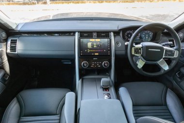 Hong Kong, Çin 20 Ağustos 2021: Range Rover Discovery 2021 İçişleri 20 Ağustos 2021, Hong Kong.