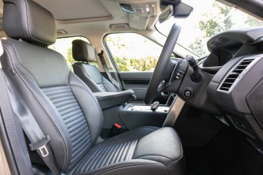 Hong Kong, Çin 20 Ağustos 2021: Range Rover Discovery 2021 İçişleri 20 Ağustos 2021, Hong Kong.