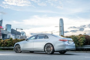 Hong Kong, Çin 25 Ağustos 2021: Mercedes-Benz S500 2022 Test Sürüşü Günü 25 Ağustos 2021.