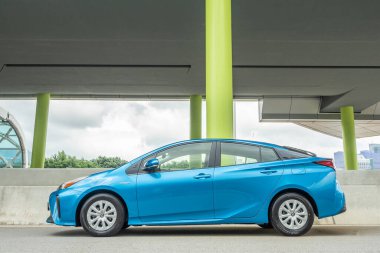 Hong Kong, Çin 24 Eylül 2021: Toyota Prius Melezi 2022 Test Sürüşü Günü 24 Eylül 2021.