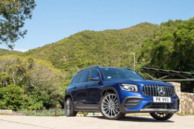 Hong Kong, Çin 14 Şubat 2022: Mercedes-AMG GLB 35 2022 Test sürüşü Günü 14 Şubat 2022.