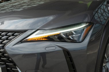 Hong Kong, Çin 24 Şubat 2022: Lexus UX300e 2022 Far 24 Şubat 2022, Hong Kong.