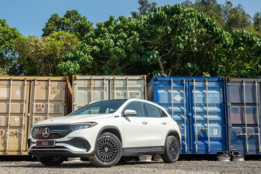 Hong Kong, Çin 11 Nisan 2022 Mercedes-Benz EQA 250 2022 Test sürüşü 11 Nisan 2022, Hong Kong.