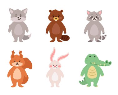 Farklı hayvanların vektör karikatür kümesi