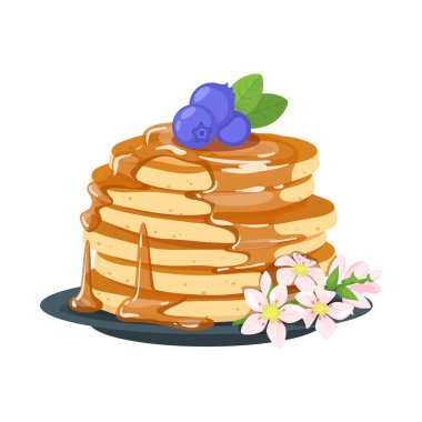 Akçaağaç şurubu, çiçek ve yabanmersinli krep..