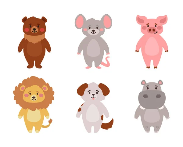 Wektor kreskówki styl zestaw cute zwierząt — Wektor stockowy