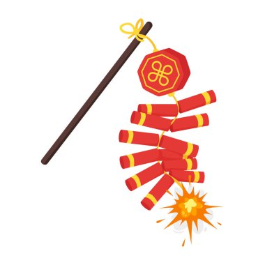 Cartoon style icon of traditional Chinese firecrackers clipart