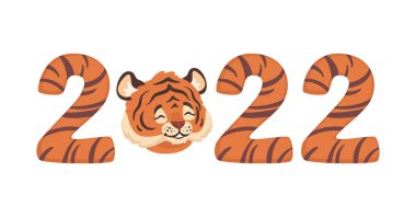 2022 Yeni Yıl afişi rakamlar ve kaplanlar