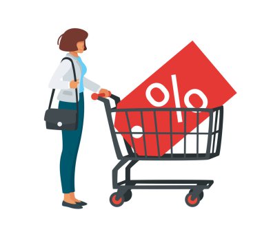 Alışveriş arabasının vektör karikatür tarzı çizimi