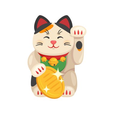 Maneki Neko 'nun vektör karikatür biçimi çizimi
