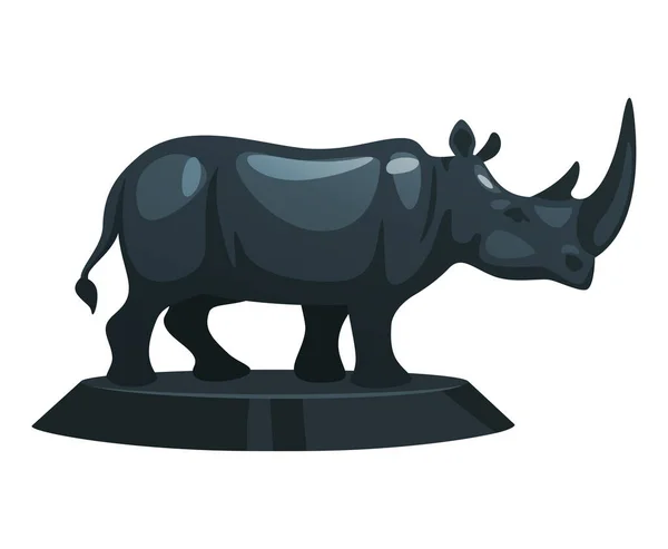 Ilustração em estilo desenho animado vetorial de estátua de rinoceronte — Vetor de Stock