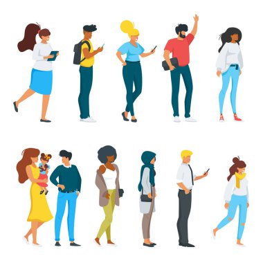 Duran insanların vektör düz biçimi