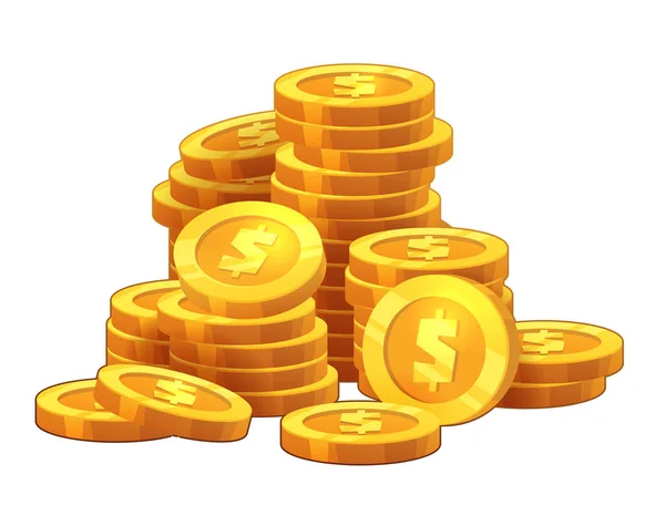 Ilustração em estilo desenho animado vetorial de pilha de moedas —  Vetores de Stock