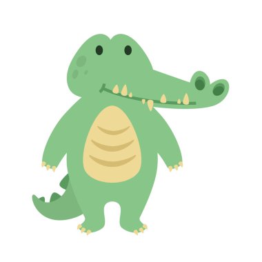 Tatlı bir timsahın çizgi film tarzı çizimi