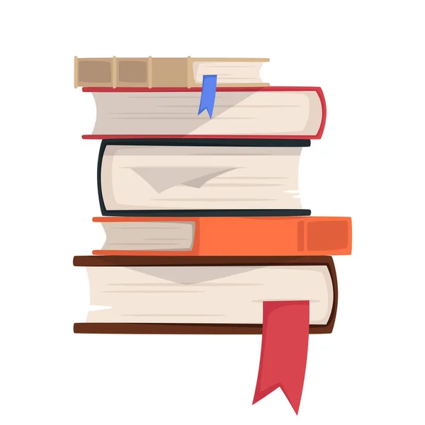 Vector cartoon style illustration of books pile — Stock Vector