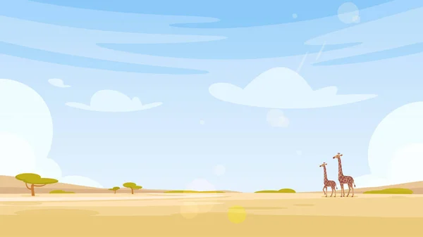 Vettoriale stile cartone animato sfondo africano con giraffe — Vettoriale Stock