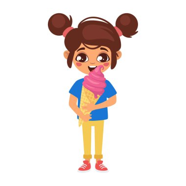 Dondurma yiyen bir çocuğun resmi.