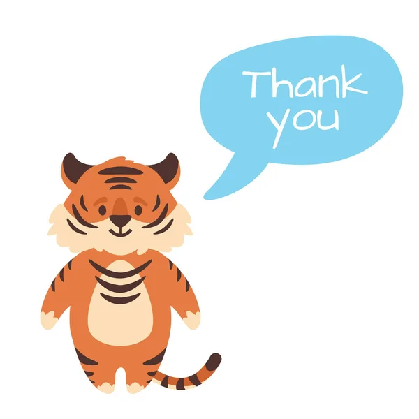 Style dessin animé tigre mignon avec bulle de parole — Image vectorielle