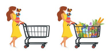 Alışveriş sepeti ürünleri tam kadınla