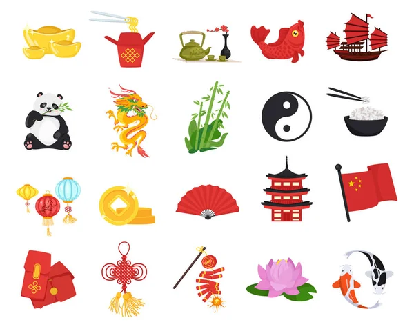 Conjunto vetorial de símbolos da China ícones isolados —  Vetores de Stock