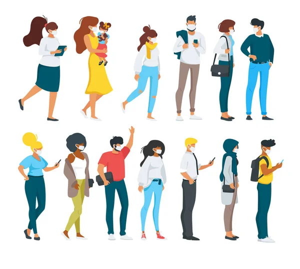 Duran insanların vektör düz biçimi