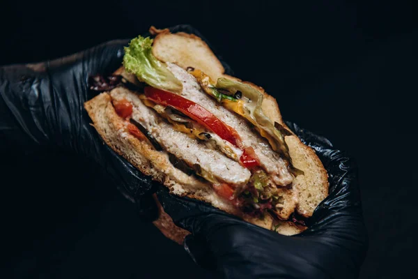 Burger Mięso Ser Fast Food — Zdjęcie stockowe