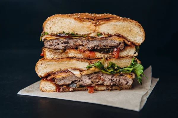 Burger Mięso Ser Fast Food — Zdjęcie stockowe