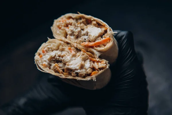 Shawarma Verdure Pita Fast Food — Foto Stock
