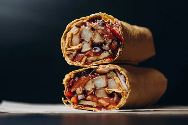 Shawarma Verdure Pita Fast Food — Foto Stock