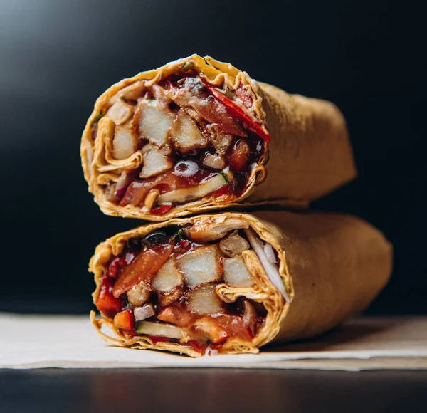 Shawarma Verdure Pita Fast Food — Foto Stock