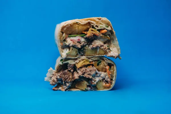 Shawarma Queso Pita Comida Rápida Carne —  Fotos de Stock