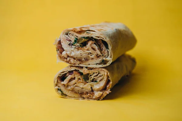 Shawarma Formaggio Pita Fast Food Carne — Foto Stock