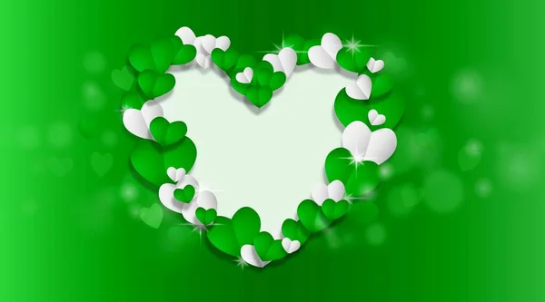 Groen Wit Liefde Hart Ontwerp — Stockfoto